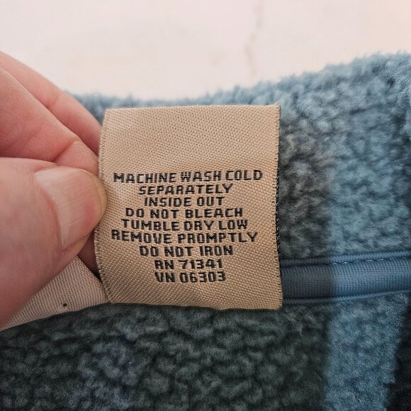 Vintage L.L. Bean Teal Fleece Cardigan Jacket Sz MP Barn Coat USA Polartec Warm - Picture 8 of 11
